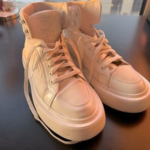 Prada Men’s White Re-Nylon High-Top sneaker size 11 slightly worn